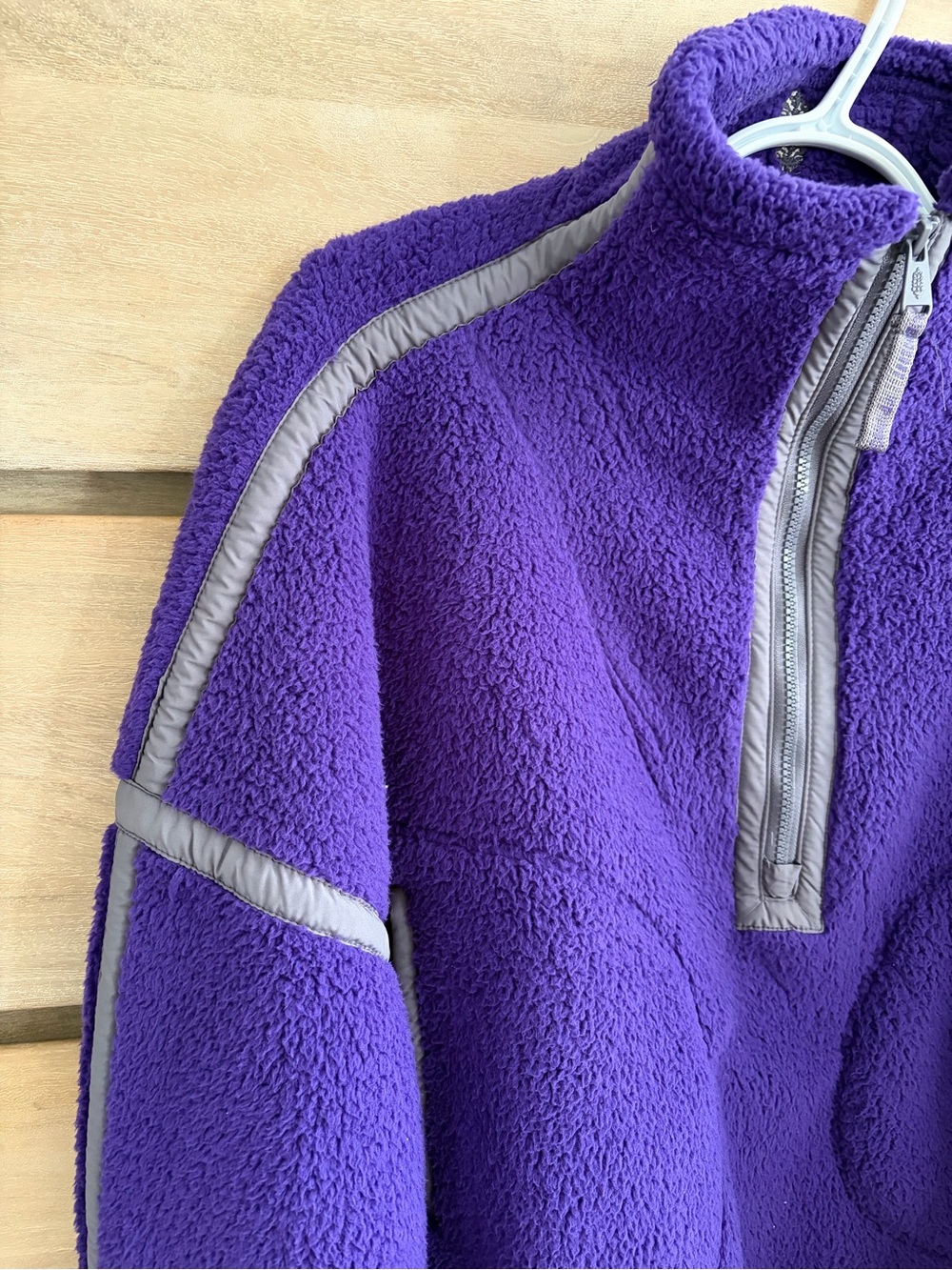 NWOT Free People Mountain High 1/2 Zip Fleece in Dark Amethyst Purple - Picture 4 of 12